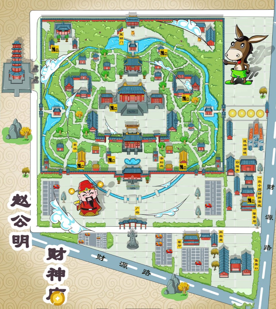 东湖寺庙类手绘地图